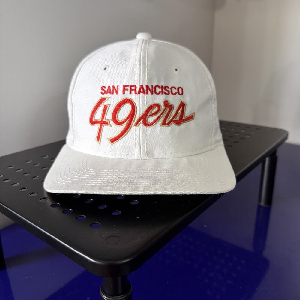 Vtg San Francisco 49ers Hat White Sports Specialties The Twill Script Snapback